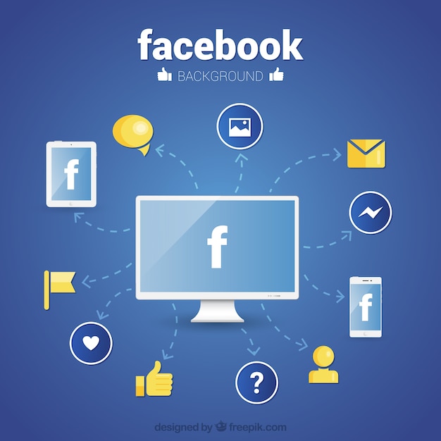 Free Vector Facebook Wallpaper With Icons In Flat Design