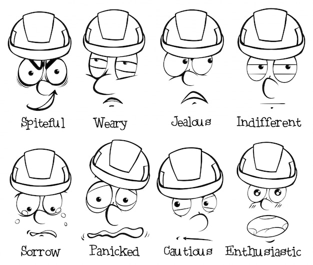 facial-expressions-and-words-on-white-background-vector-free-download