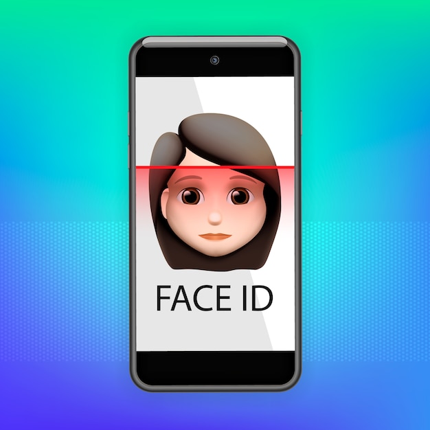 Premium Vector Facial Recognition Concept Face Id Face Recognition System Smartphone With 