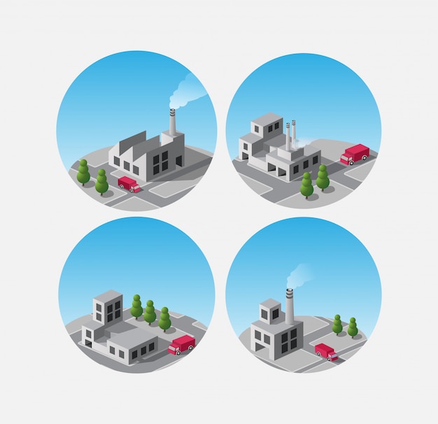 Premium Vector Factories Building Isometric