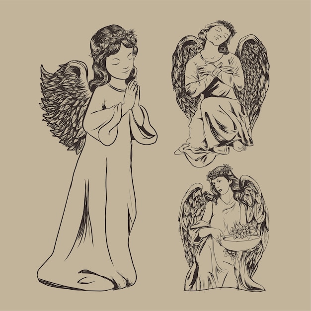pencil sketches of fairies and angels