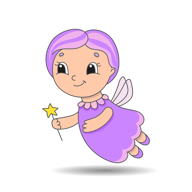 Download Fairy godmother flies and holds a magic wand | Premium Vector