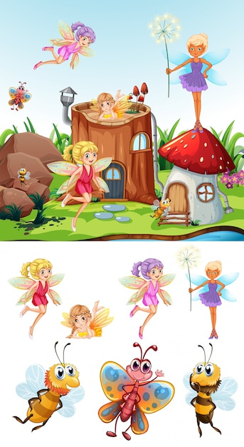 Free Vector Fairy Scene With Set