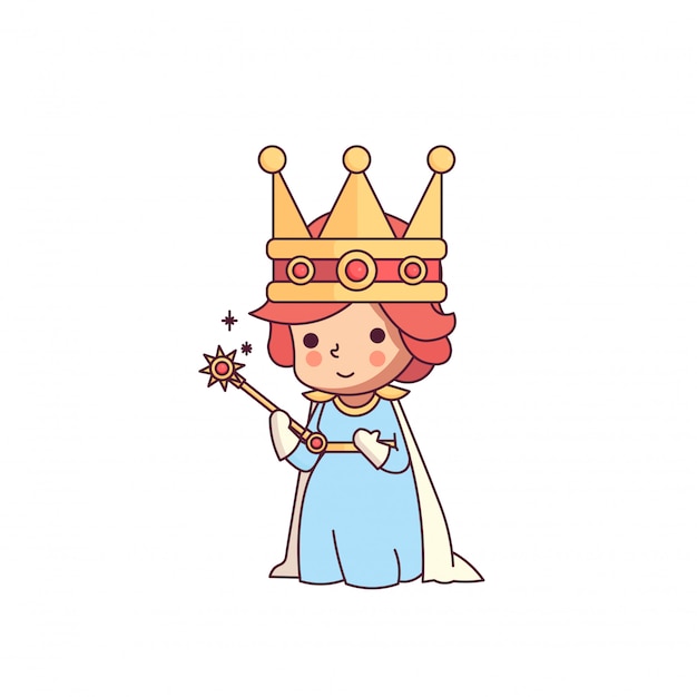 Premium Vector | Fairy tale queen of wand cute character