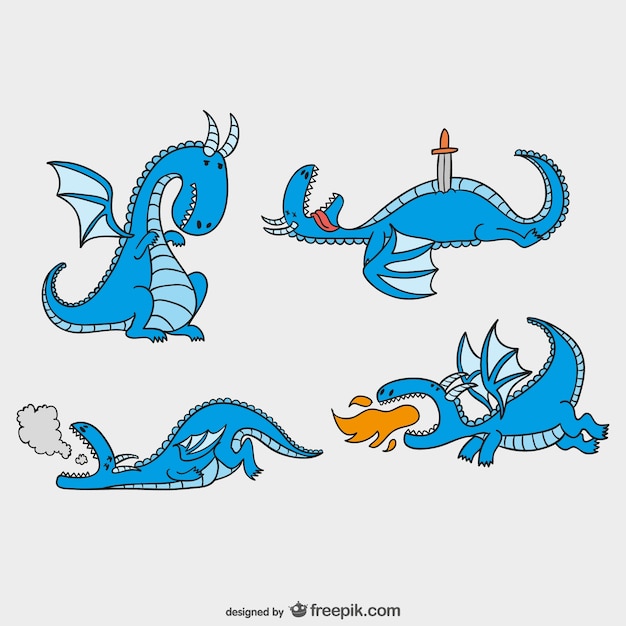 Fairy Tales Dragons Pack Vector | Free Download