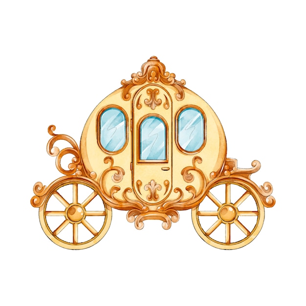 Fairytale carriage watercolor style | Free Vector