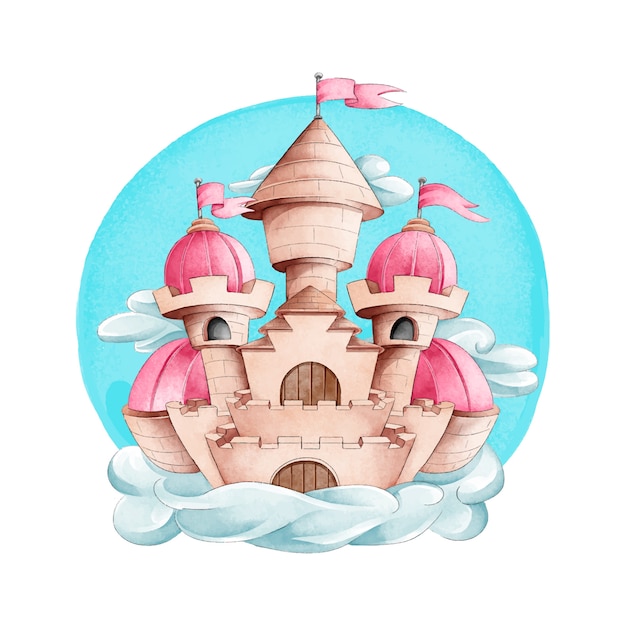 Download Fairytale castle watercolor style | Free Vector