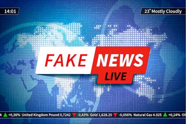 Premium Vector Fake News Background On Blue Screen Saver With World Map