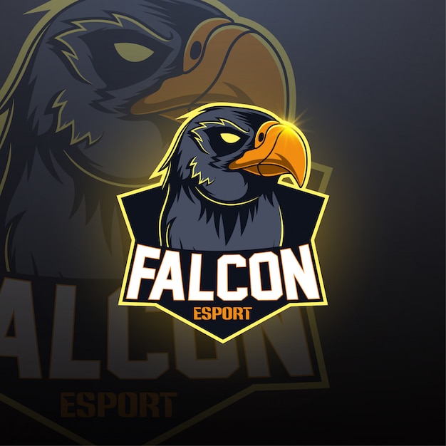 Falcon Esport Mascot Logo Design Premium Vector