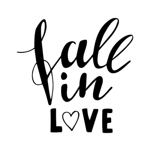 Premium Vector | Fall in love hand drawn lettering