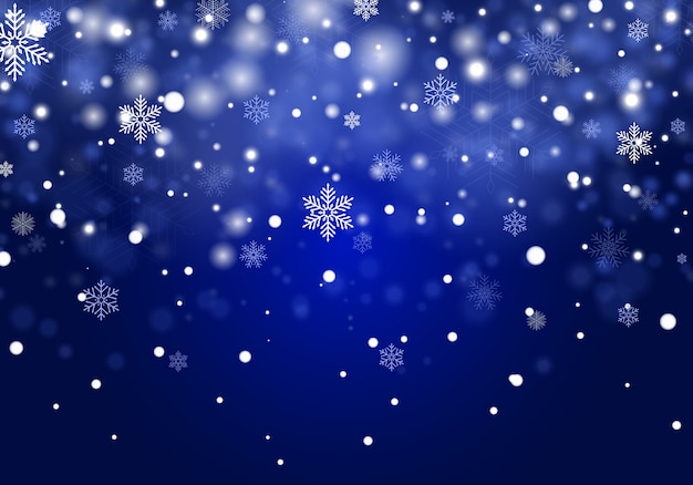 立ち下がりクリスマス雪背景 青の背景に雪の結晶 プレミアムベクター