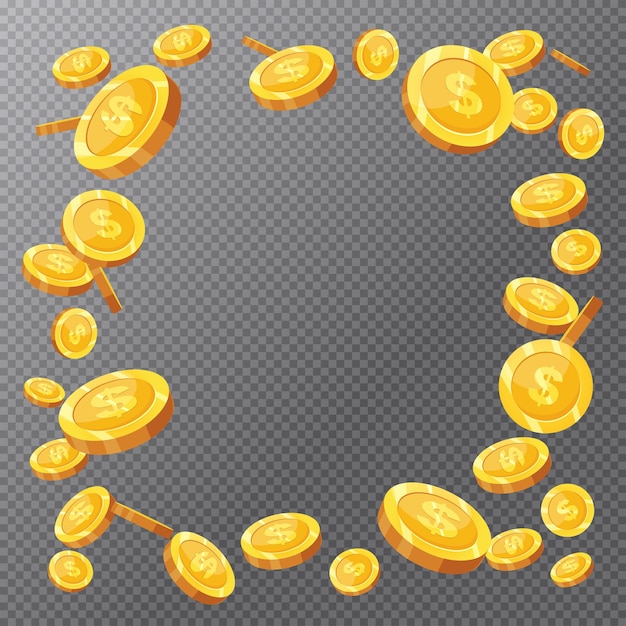 Premium Vector Falling Gold Coins On Transparent Background