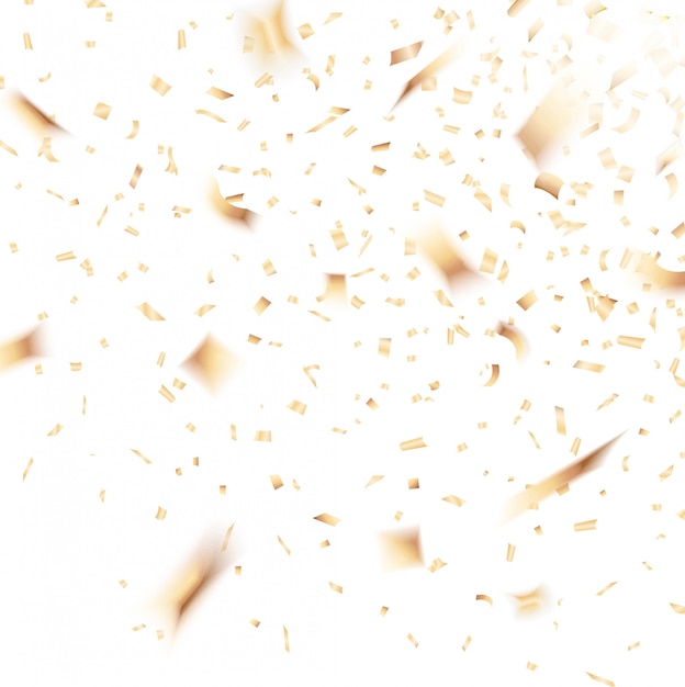 Premium Vector | Falling gold confetti on white background