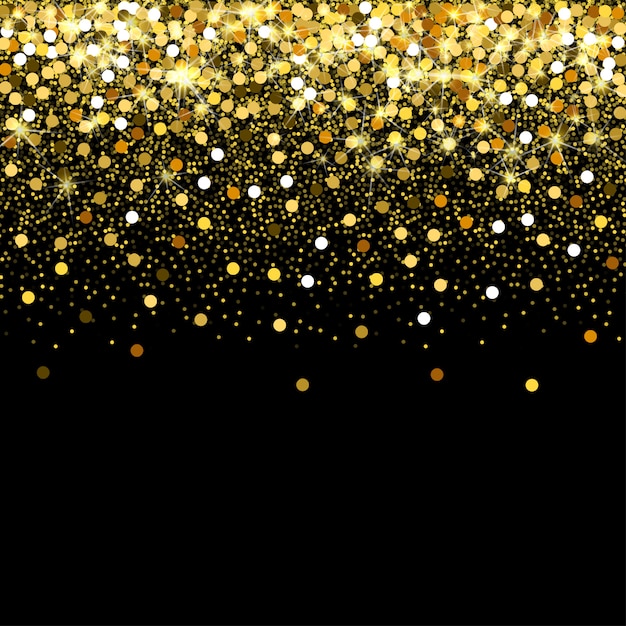 Falling golden particles black | Premium Vector