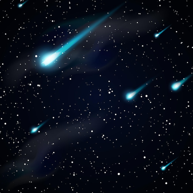 Free Vector Falling Stars Meteors Or Comets Starry Night Sky Background