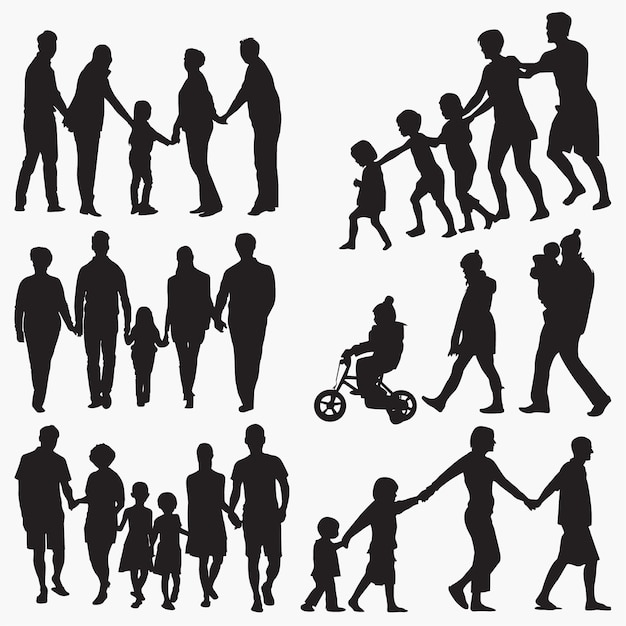 Premium Vector | Family 3 silhouettes