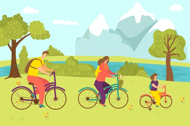 Premium Vector | Family activity with bicycle vector illustration man ...