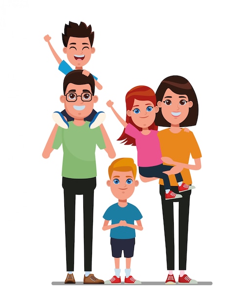 Family avatar cartoon character portrait Vector | Premium Download