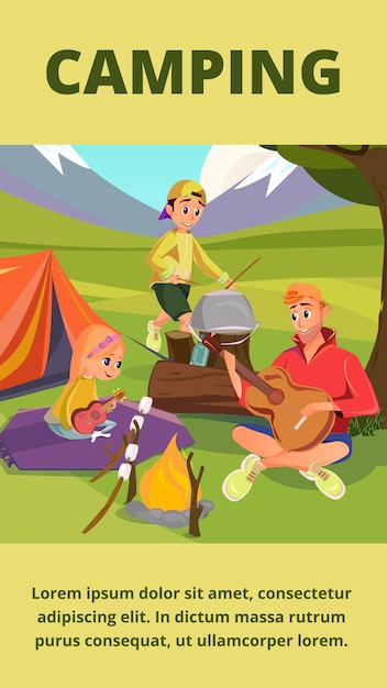 Download Premium Vector | Family camping banner, father son ...