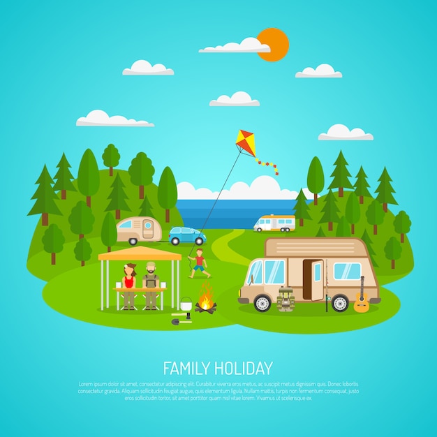 Download Family camping illustration Vector | Free Download