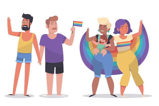 Free Vector | Family and couple on pride day together theme