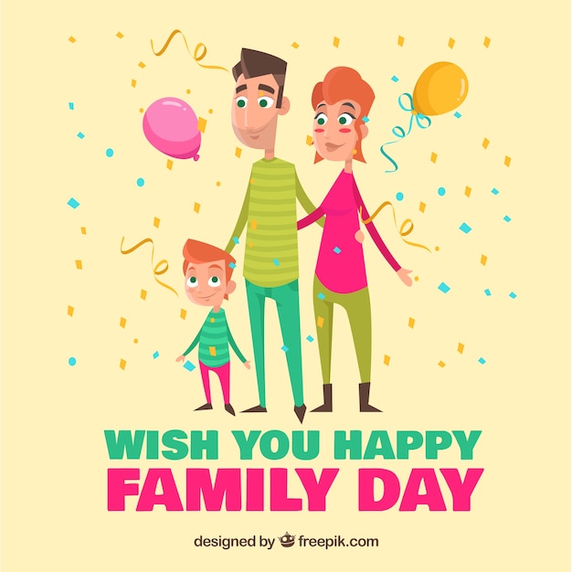 Family day background with balloons and confetti Vector ...