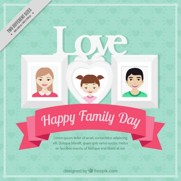 Family day background with photo frames