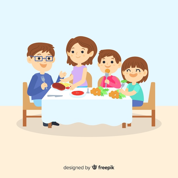 Free Vector | Family eating