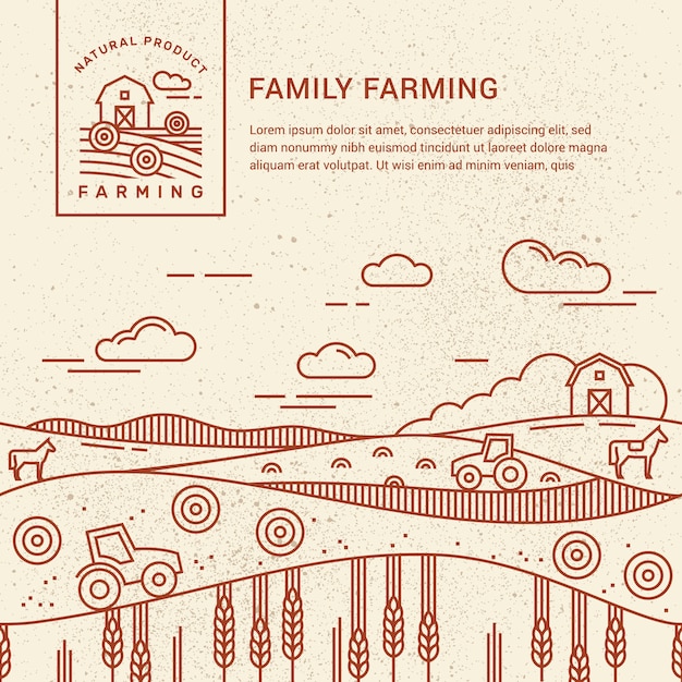 Premium Vector | Family farm with a place for text and ...