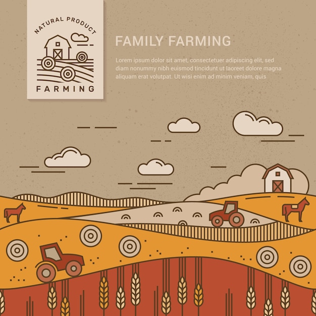 Family farm with a place for text and logo template Vector ...