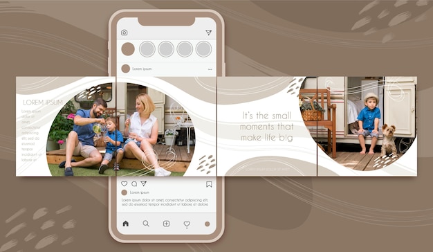 Free Vector | Family instagram carousel templates