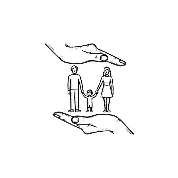  Family insurance hand drawn outline doodle icon Premium Vector