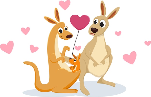 Premium Vector | Family kangaroo in love isolated on white