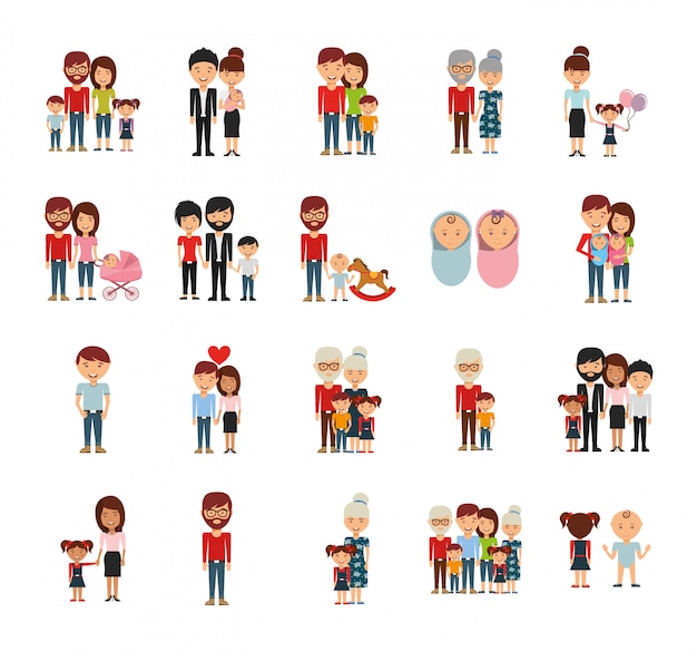 Download Family members icon set | Free Vector