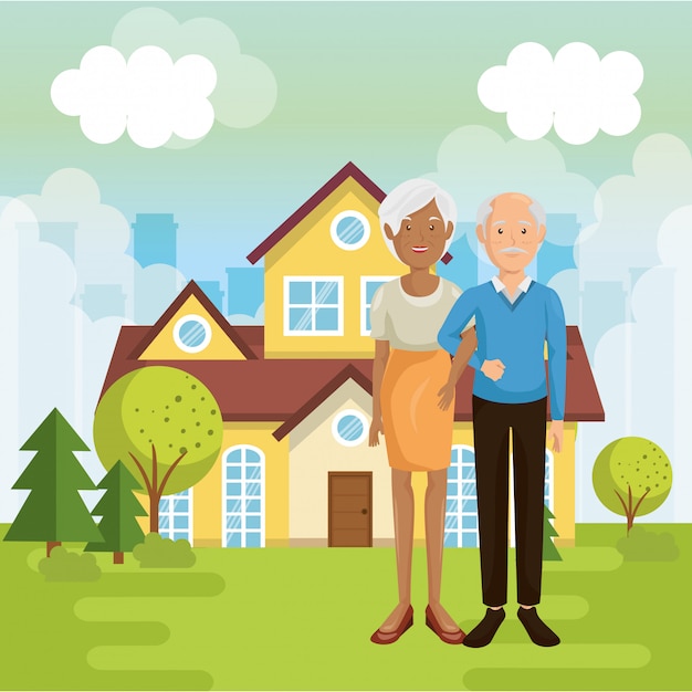 Download Family members outside of the house Vector | Free Download