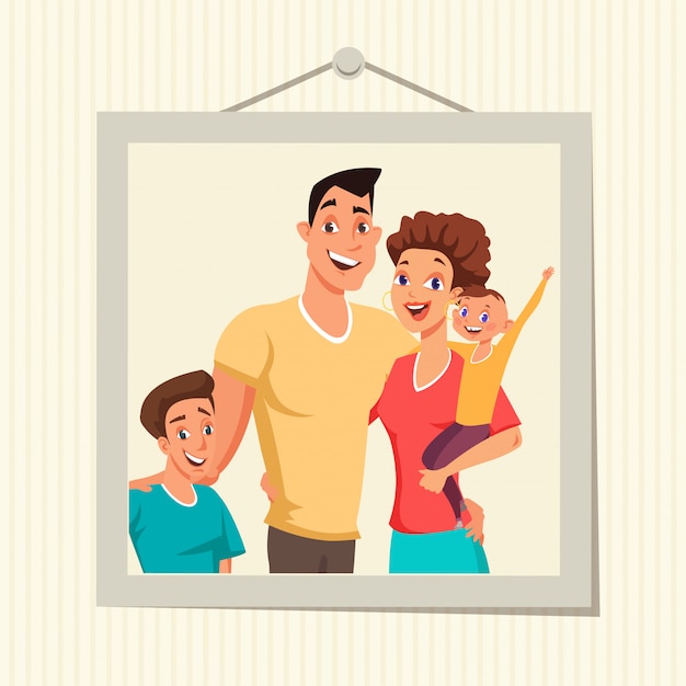 Download Premium Vector | Family photo in frame flat illustration