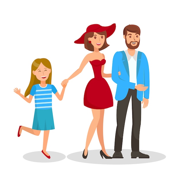 Download Family portrait cartoon flat vector illustration | Premium ...