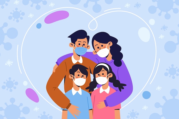 Family protected from the virus Free Vector Family vector created by pikisuperstar on freepik