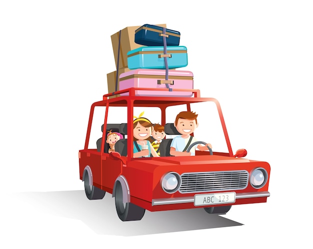 Download Family road trip with kids. | Premium Vector