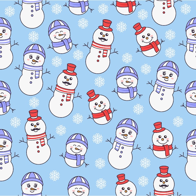 Download Family of snowman pattern | Premium Vector