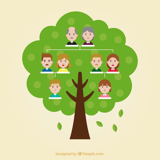 Free Vector Family Tree In Flat Design