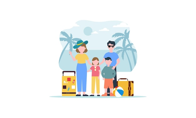 家族旅行旅行家族旅行イラスト プレミアムベクター