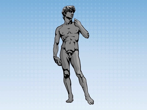 Famous athletic David statue vector art