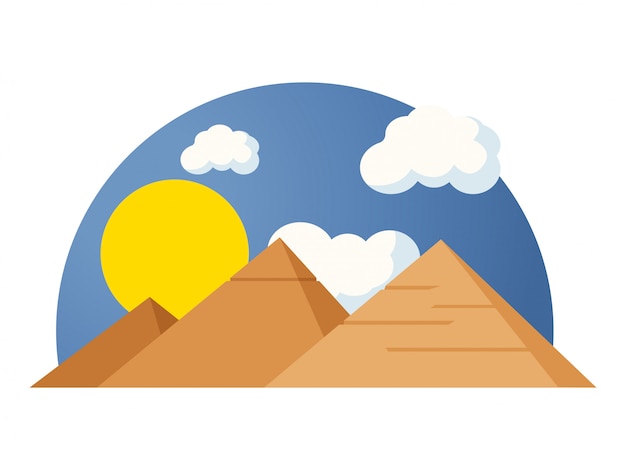 Famous Egyptian Pyramids Under The Sun And Blue Sky Premium Vector