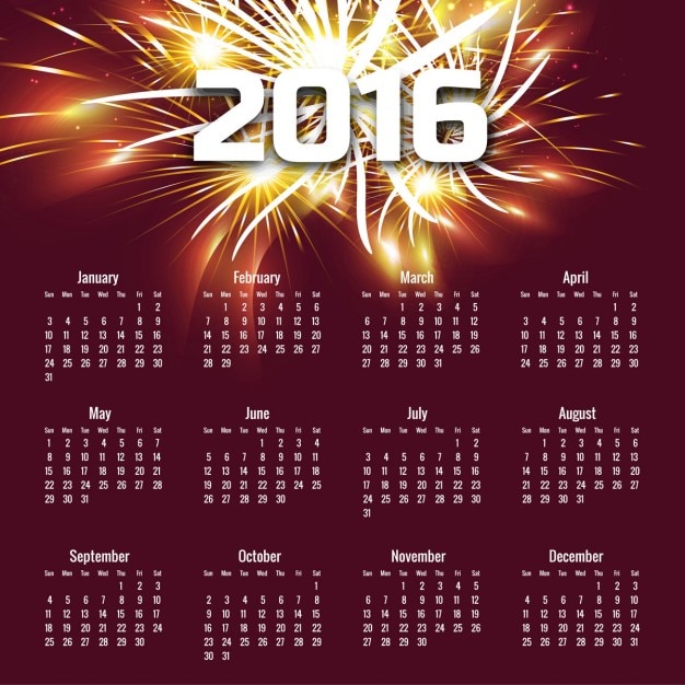 Free Vector Fantastic 2016 calendar
