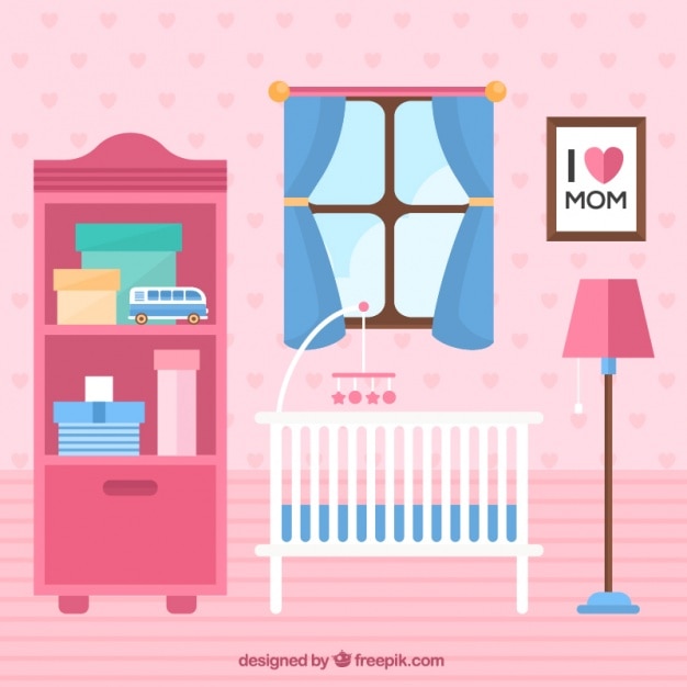 Download Fantastic baby room with white crib Vector | Free Download