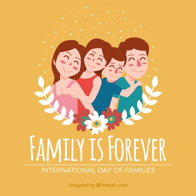Download Fantastic background of lovely family with floral decoration Vector | Free Download