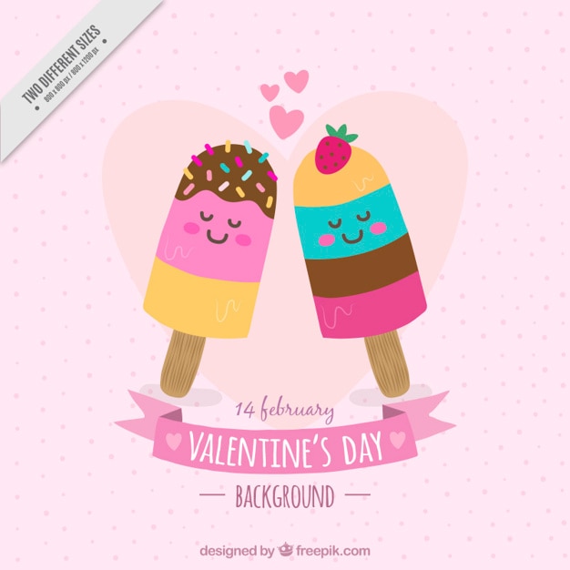 Fantastic background with ice creams in love\
for valentine\'s day