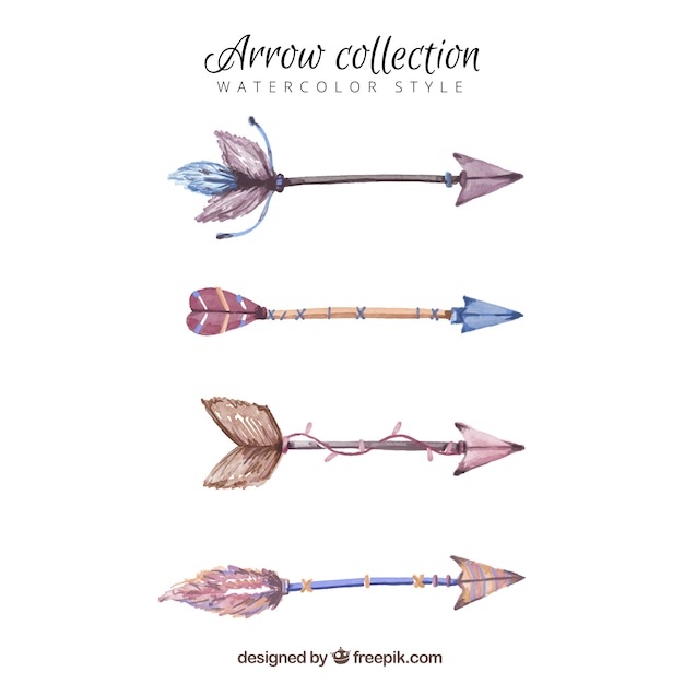 Fantastic collection of four watercolor arrows Vector | Free Download