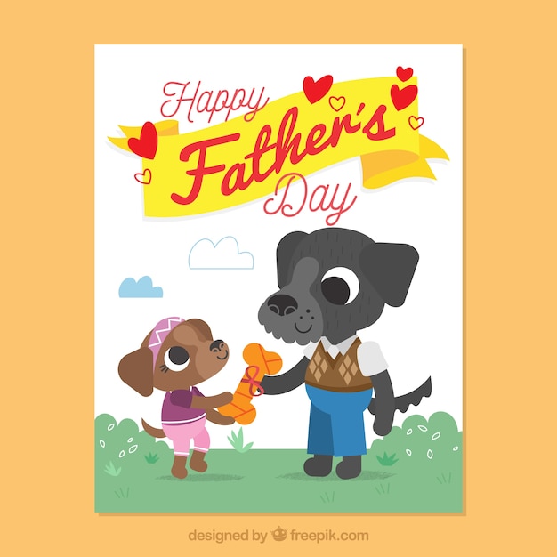 free-vector-fantastic-father-s-day-card-with-cute-dogs